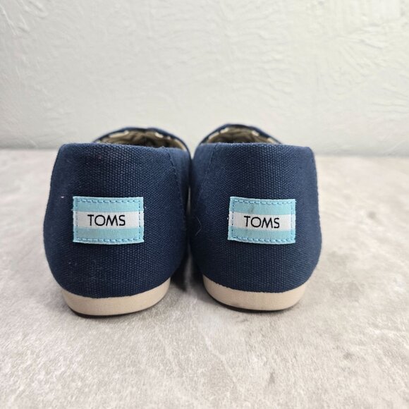 Toms Alpargata Slip On Shoes Canvas Navy Blue Minimalist Comfort Flats Size 9.5 - Picture 5 of 11